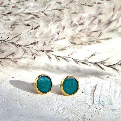 Kolczyki sztyfty ciemna zieleń