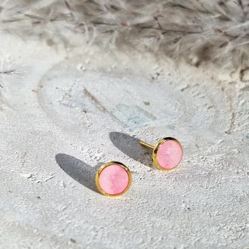 Kolczyki sztyfty pudrowy róż