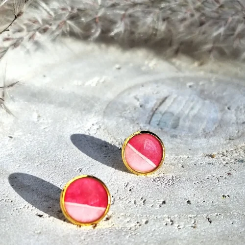 Kolczyki sztyfty różowe z kreską