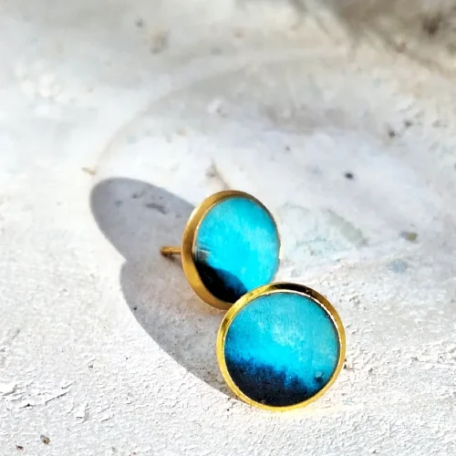 Kolczyki sztyfty turkusowe z granatem