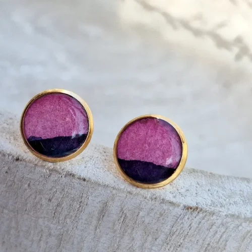 Róż i granat kolczyki