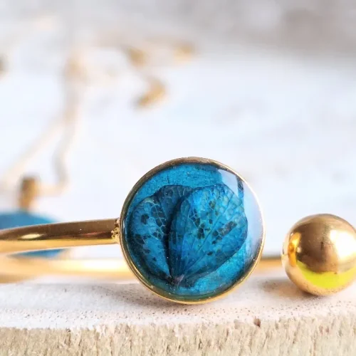 turkus z hortensją bransoletka