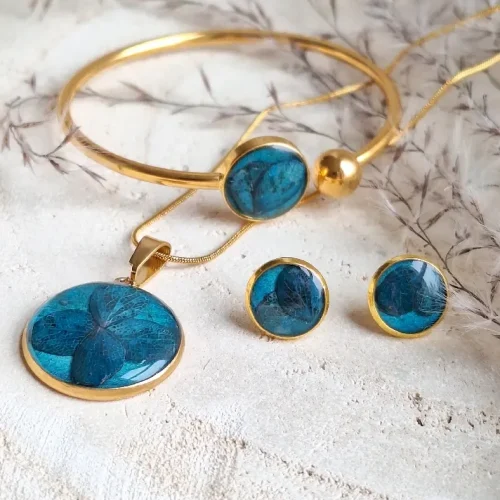 turkus z hortensją komplet