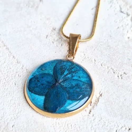 turkus z hortensją naszyjnik