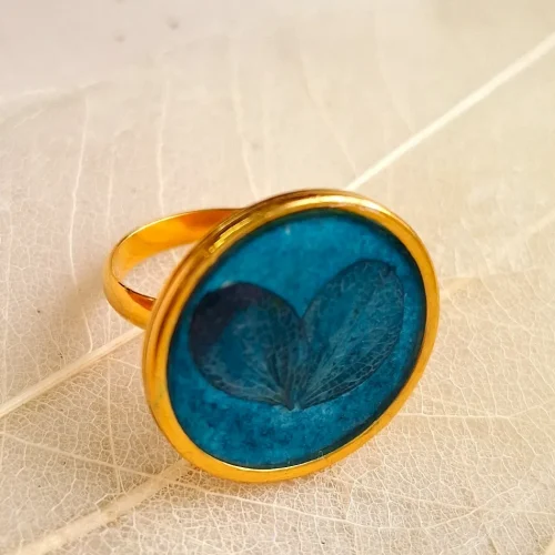 turkus z hortensją pierscien